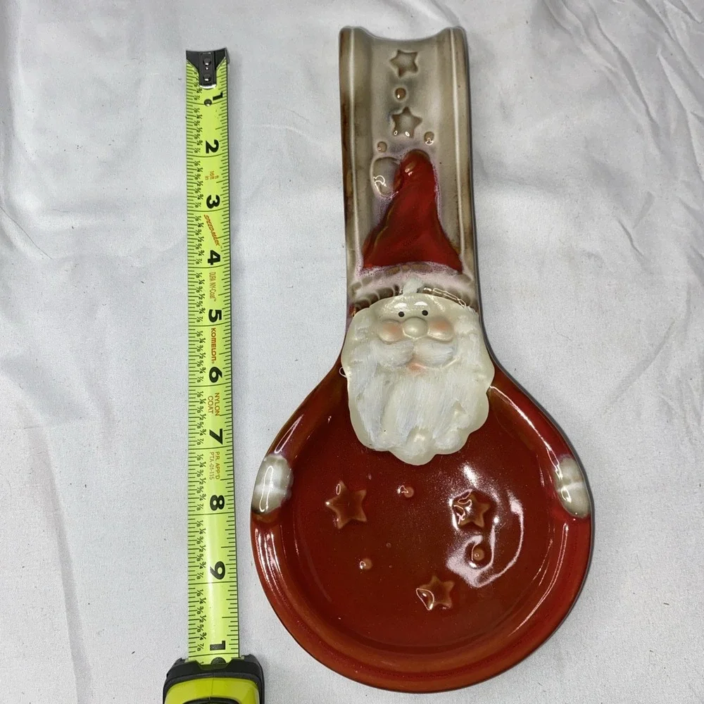 Kirkland's Potter's Garden Vintage Christmas Santa‎ Spoon Rest Hand Painted